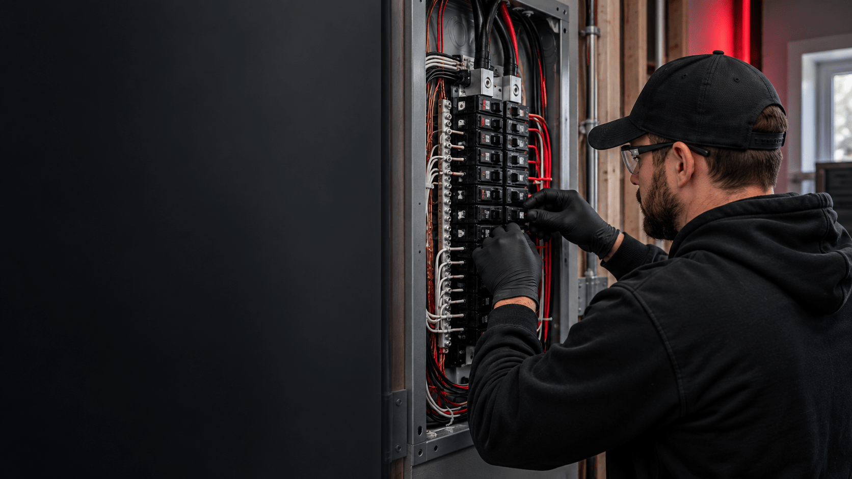Electrician servicing a residential electrical panel