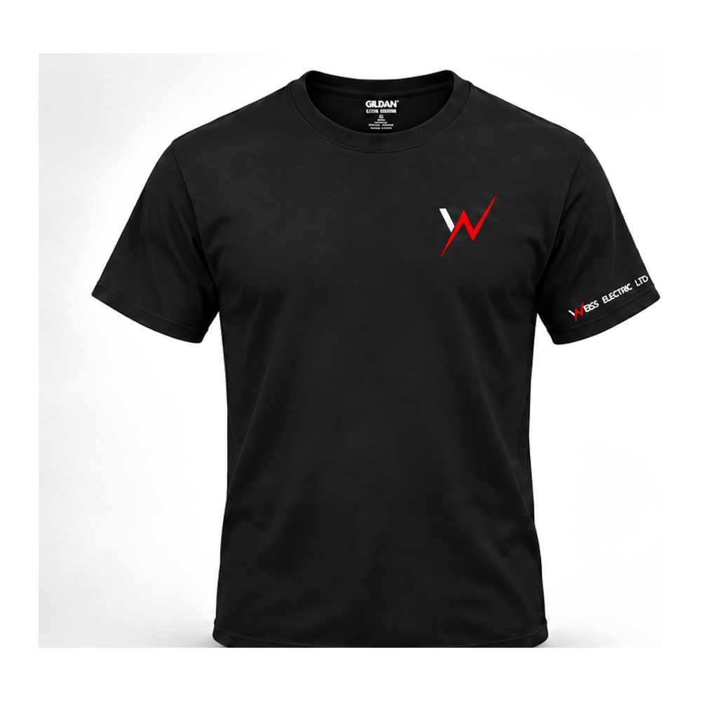 Black WEISS Electric LTD T-shirt, front view