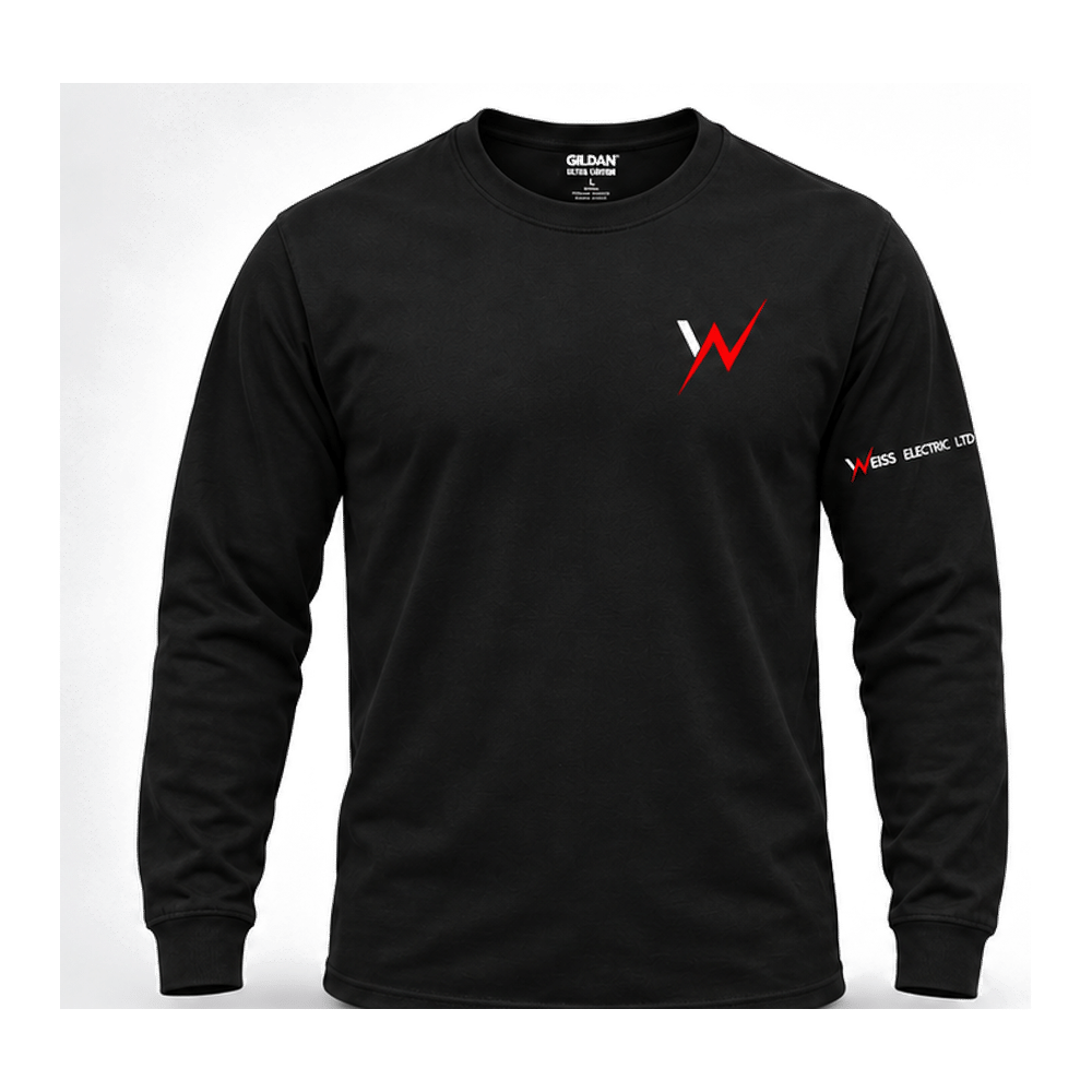 Black WEISS Electric LTD long sleeve shirt, front view