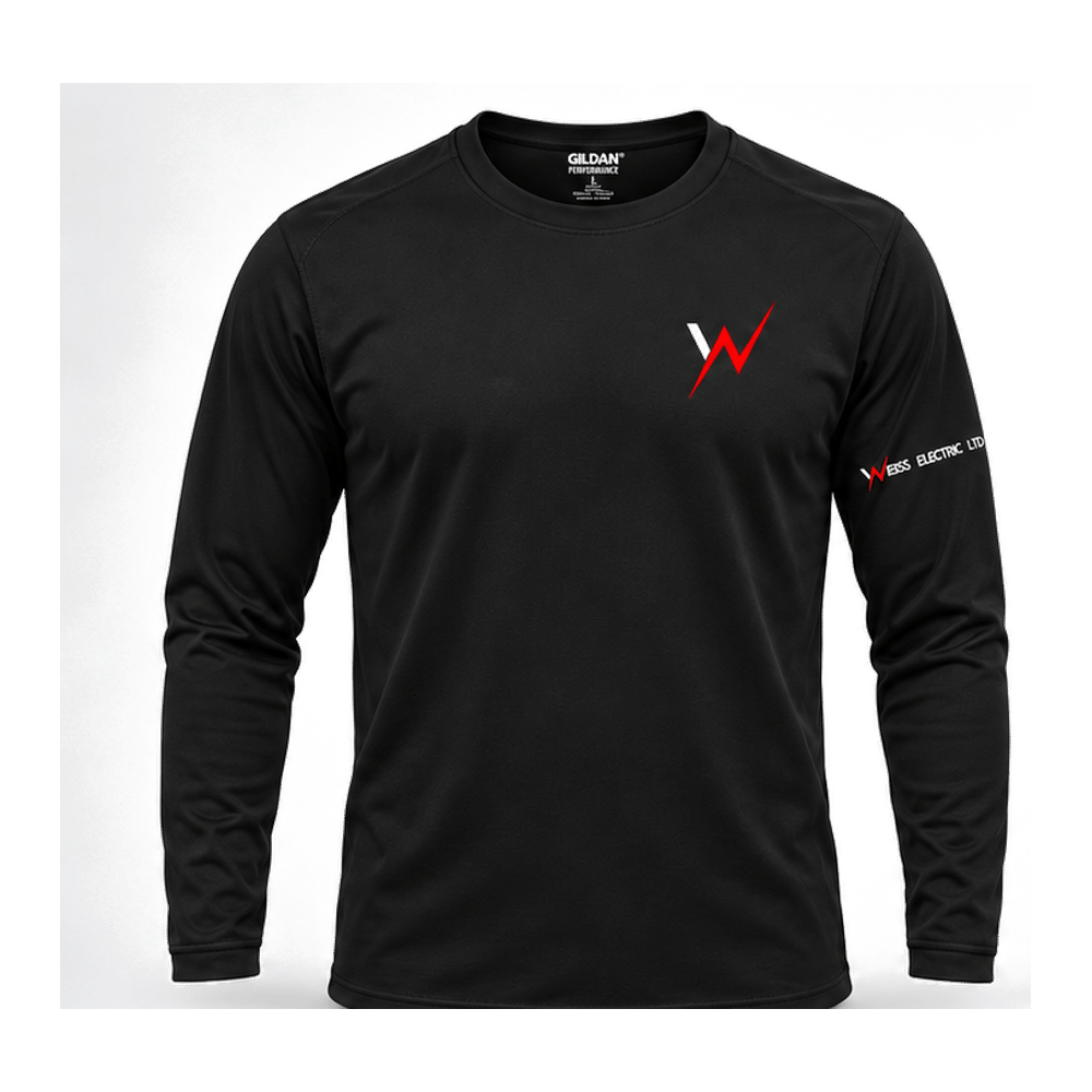 Black WEISS Electric LTD performance long sleeve, front view
