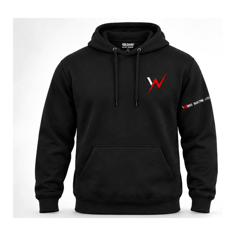 Black WEISS Electric LTD hoodie, front view